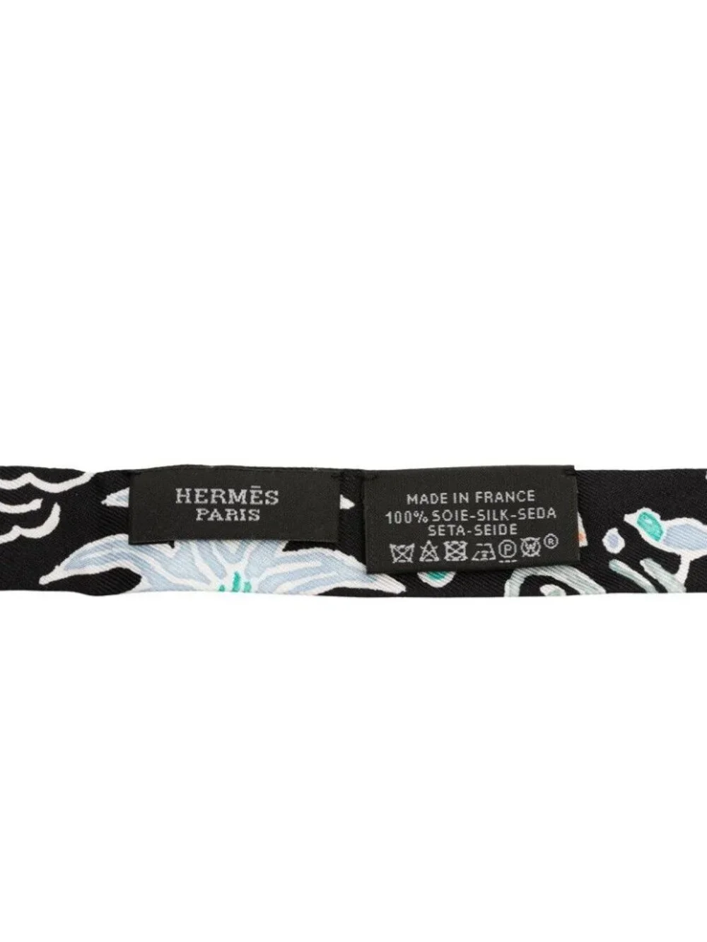 Hermes Twilly Doll Isola DI Primavera Spring Island Scarf Black Multicolor Silk